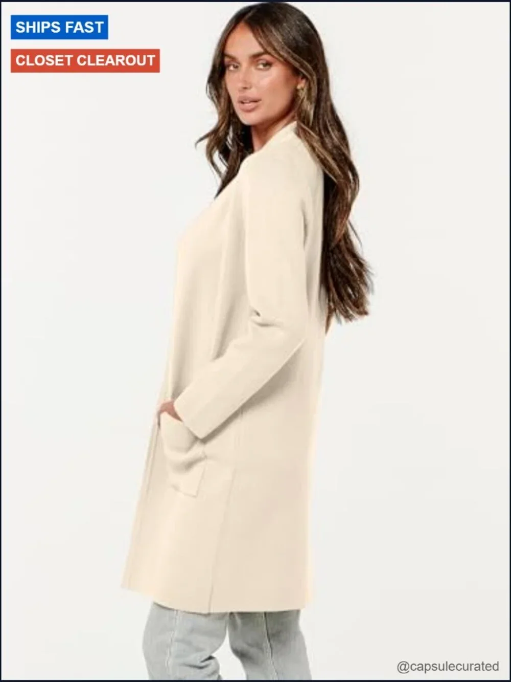 Womens Open Front Knit Cardigan Sweater with Pockets